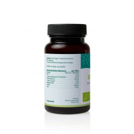 Algavital Bio Afa Algen, 720 Presslinge à 250mg, dunkle Dose mit meerfarbenen Aufdruck auf weißen Hintergrund