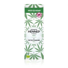 MEDIHEMP Bio Hanftee Felina, 40g, weiße Verpackung mit grünen Hanfblättern auf weißen Hintergrund