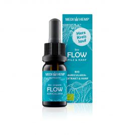 MEDIHEMP Flow Auricularia Extrakt & Hanf, 10ml, braune Flasche mit aqua-blauen Etikett