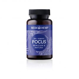 MEDIHEMP Focus Hericium-Hatcha Kapseln, 120 Stk., braune Dose mit dunkelblauen Etikett