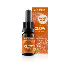 MEDIHEMP Glow Chaga-Extrakt & Hanf, 10ml, braune Flasche mit orangen Etikett