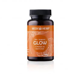 MEDIHEMP Glow Chaga-Hatcha Kapseln, 120 Stk., braune Dose mit orangen Etikett