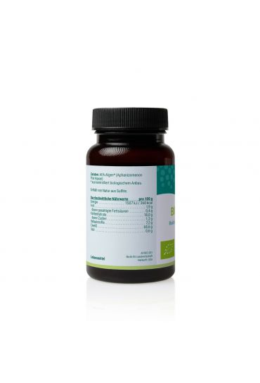 Algavital Bio Afa Algen, 720 Presslinge à 250mg, dunkle Dose mit meerfarbenen Aufdruck auf weißen Hintergrund