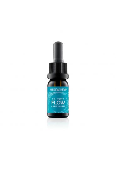 MEDIHEMP Flow Auricularia Extrakt & Hanf, 10ml, braune Flasche mit aqua-blauen Etikett