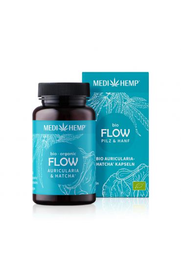 MEDIHEMP Flow Auricularia Hatcha Kapseln, 120 Stk., braune Dose mit aqua-blauen Etikett