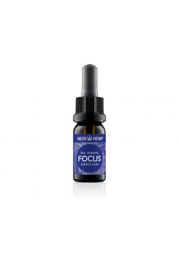 MEDIHEMP Focus Hericium-Extrakt & Hanf, 10ml, braune Flasche mit dunkelblauen Etikett