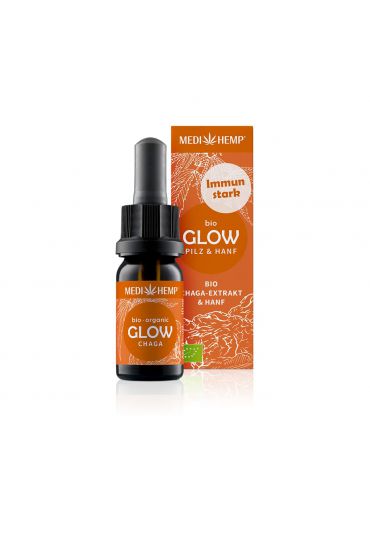 MEDIHEMP Glow Chaga-Extrakt & Hanf, 10ml, braune Flasche mit orangen Etikett