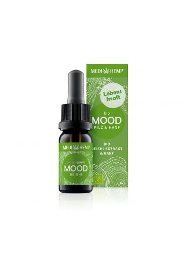 MEDIHEMP Mood Reishi-Extrakt & Hanf, 10ml, braune Flasche mit grassgrünem Etikett