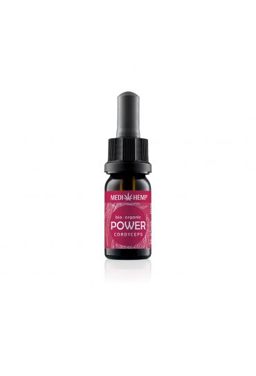 MEDIHEMP Power Cordyceps-militaris-Extrakt & Hanf, 10ml braune Flasche mit himbeerfarbenen Etikett