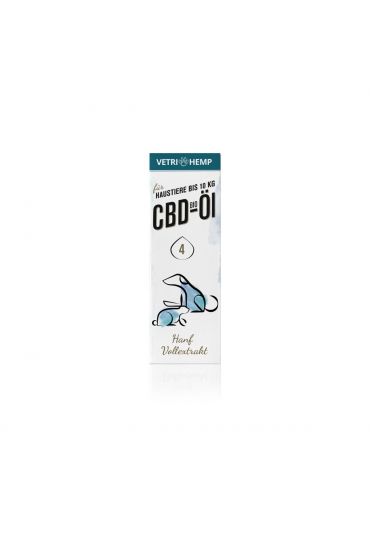 VETRIHEMP Bio CBD-Öl 4%, 10ml, braune Flasche mit blauem Motiv auf weißen Hintergrund_2