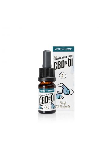 VETRIHEMP Bio CBD-Öl 4%, 10ml, braune Flasche mit blauem Motiv auf weißen Hintergrund_2